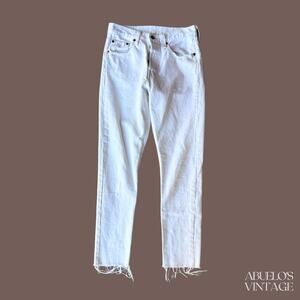 Levi’s Premium 501 White Denim Jeans | Raw Hem | W25 L28